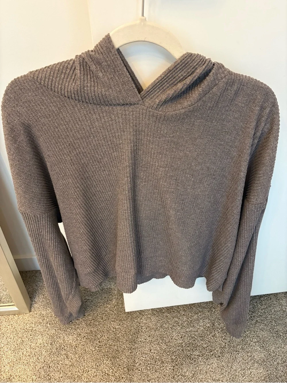 Alo yoga muse hoodie grey ribbed sz L - Picture 4 of 8